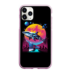 Чехол iPhone 11 Pro матовый Ретро акула, цвет: 3D-розовый