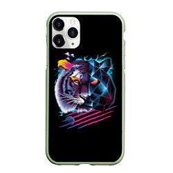 Чехол iPhone 11 Pro матовый Ретро тигр, цвет: 3D-салатовый