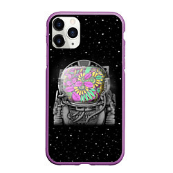 Чехол iPhone 11 Pro матовый Цветочный астонавт, цвет: 3D-фиолетовый