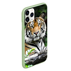 Чехол iPhone 11 Pro матовый Тигр в джунглях, цвет: 3D-салатовый — фото 2