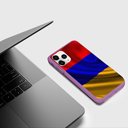 Чехол iPhone 11 Pro матовый Флаг Армения, цвет: 3D-фиолетовый — фото 2