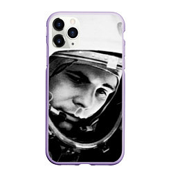 Чехол iPhone 11 Pro матовый Гагарин космонавт, цвет: 3D-светло-сиреневый