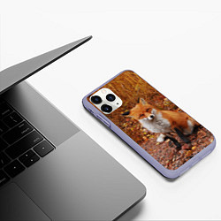 Чехол iPhone 11 Pro матовый Осенняя лиса, цвет: 3D-светло-сиреневый — фото 2