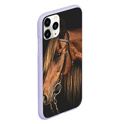 Чехол iPhone 11 Pro матовый Взгляд коня, цвет: 3D-светло-сиреневый — фото 2