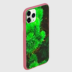 Чехол iPhone 11 Pro матовый Зелёная ель, цвет: 3D-малиновый — фото 2