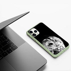 Чехол iPhone 11 Pro матовый Ночной филин, цвет: 3D-салатовый — фото 2