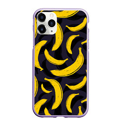 Чехол iPhone 11 Pro матовый Бананы, цвет: 3D-светло-сиреневый
