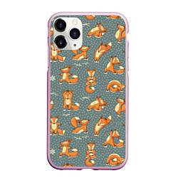 Чехол iPhone 11 Pro матовый Foxes Yoga, цвет: 3D-розовый