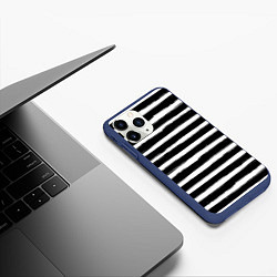 Чехол iPhone 11 Pro матовый Тельняшка зебра, цвет: 3D-тёмно-синий — фото 2