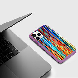 Чехол iPhone 11 Pro матовый Colored stripes, цвет: 3D-фиолетовый — фото 2