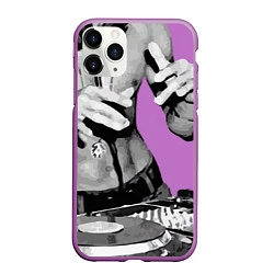Чехол iPhone 11 Pro матовый Брюс Ли Dj, цвет: 3D-фиолетовый
