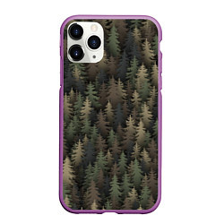 Чехол iPhone 11 Pro матовый Лесной камуфляж