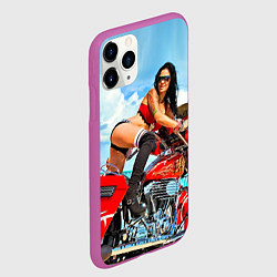 Чехол iPhone 11 Pro матовый Sexy girl on red bike, цвет: 3D-фиолетовый — фото 2