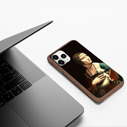 Чехол iPhone 11 Pro матовый Дама с горностаем, цвет: 3D-коричневый — фото 2