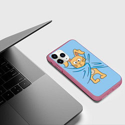 Чехол iPhone 11 Pro матовый Стеснительный кролик, цвет: 3D-малиновый — фото 2