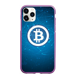 Чехол iPhone 11 Pro матовый Bitcoin Blue, цвет: 3D-фиолетовый