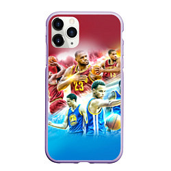 Чехол iPhone 11 Pro матовый Golden State Warriors, цвет: 3D-светло-сиреневый