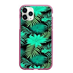 Чехол iPhone 11 Pro матовый Tropical pattern, цвет: 3D-малиновый