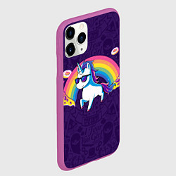 Чехол iPhone 11 Pro матовый Радужный единорог, цвет: 3D-фиолетовый — фото 2
