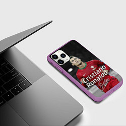 Чехол iPhone 11 Pro матовый Криштиану Роналду, цвет: 3D-фиолетовый — фото 2