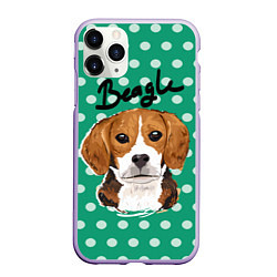 Чехол iPhone 11 Pro матовый Beagle Face, цвет: 3D-светло-сиреневый