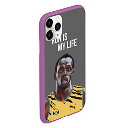 Чехол iPhone 11 Pro матовый Усэйн Болт, цвет: 3D-фиолетовый — фото 2