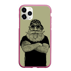 Чехол iPhone 11 Pro матовый Old Hipster, цвет: 3D-малиновый