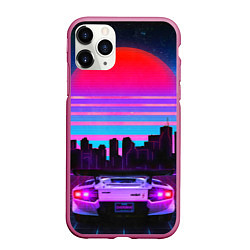 Чехол iPhone 11 Pro матовый Lamborghini, цвет: 3D-малиновый