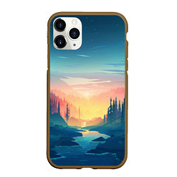 Чехол iPhone 11 Pro матовый Лес, цвет: 3D-коричневый