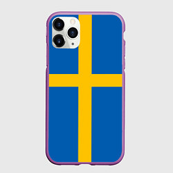 Чехол iPhone 11 Pro матовый Флаг Швеции, цвет: 3D-фиолетовый