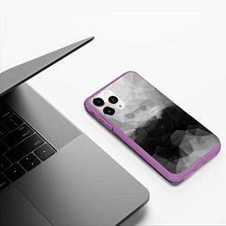 Чехол iPhone 11 Pro матовый Polygon gray, цвет: 3D-фиолетовый — фото 2