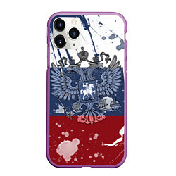 Чехол iPhone 11 Pro матовый Триколор и герб, цвет: 3D-фиолетовый