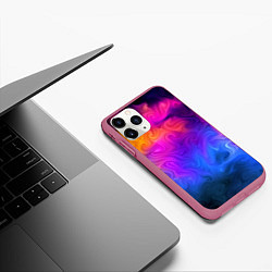 Чехол iPhone 11 Pro матовый Узор цвета, цвет: 3D-малиновый — фото 2