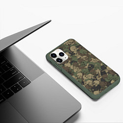 Чехол iPhone 11 Pro матовый Камуфляж с черепами, цвет: 3D-темно-зеленый — фото 2