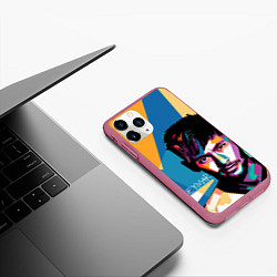 Чехол iPhone 11 Pro матовый Neymar Polygons, цвет: 3D-малиновый — фото 2
