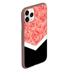 Чехол iPhone 11 Pro матовый Розовые розы, цвет: 3D-коричневый — фото 2