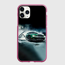 Чехол iPhone 11 Pro матовый Призрачный Ford Mustang, цвет: 3D-малиновый
