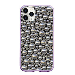 Чехол iPhone 11 Pro матовый Серебряные шары, цвет: 3D-сиреневый