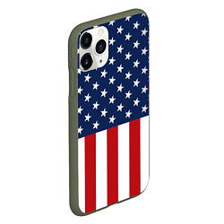 Чехол iPhone 11 Pro матовый Флаг США, цвет: 3D-темно-зеленый — фото 2