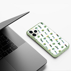 Чехол iPhone 11 Pro матовый Кактусы, цвет: 3D-салатовый — фото 2