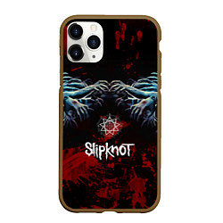 Чехол iPhone 11 Pro матовый Slipknot руки зомби, цвет: 3D-коричневый