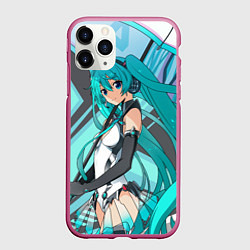 Чехол iPhone 11 Pro матовый Miku1, цвет: 3D-малиновый