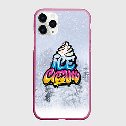 Чехол iPhone 11 Pro матовый Ice Cream, цвет: 3D-малиновый