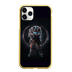 Чехол iPhone 11 Pro матовый Quake champions, цвет: 3D-желтый