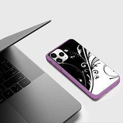 Чехол iPhone 11 Pro матовый Цветочный узор, цвет: 3D-фиолетовый — фото 2