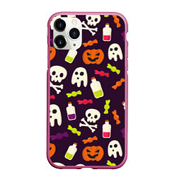 Чехол iPhone 11 Pro матовый Halloween, цвет: 3D-малиновый