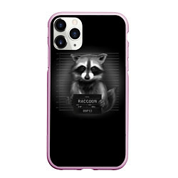 Чехол iPhone 11 Pro матовый Енот преступник, цвет: 3D-розовый