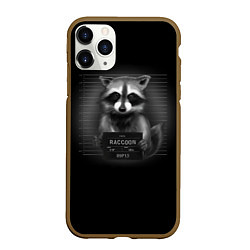 Чехол iPhone 11 Pro матовый Енот преступник, цвет: 3D-коричневый