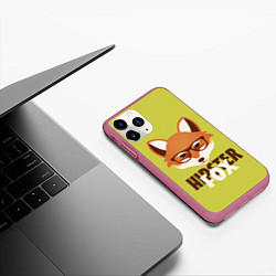 Чехол iPhone 11 Pro матовый Hipster Fox, цвет: 3D-малиновый — фото 2