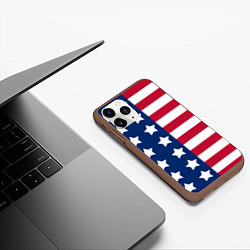 Чехол iPhone 11 Pro матовый USA Flag, цвет: 3D-коричневый — фото 2